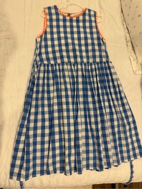 Like-NEW Epk Blue and White Gingham Girls' Dress with Orange Trim